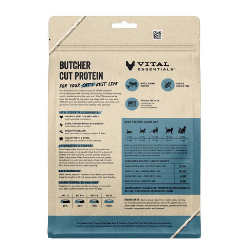 Vital Essentials Freeze Dried Beef Chicken Mini Nibs Cat Food 12oz - Poudre Pet and Feed Supply